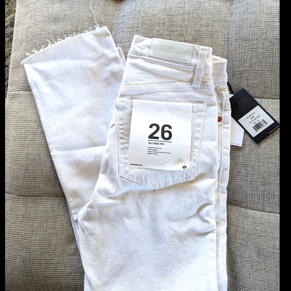 Re/done 70s Stove Pipe White Jeans Sz 26 NWT